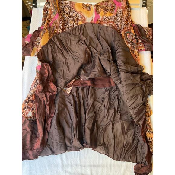 Midnight Velvet Big Girl Maxi Dress size 16W Short Sleeve V-neck Floral Tan Pink - Picture 10 of 11